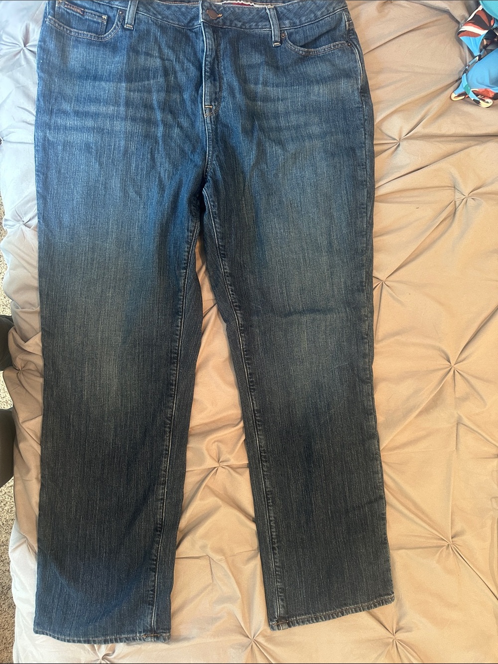 L.L. Bean Women's Straight-Leg FLANNEL Jeans in Dark Blue